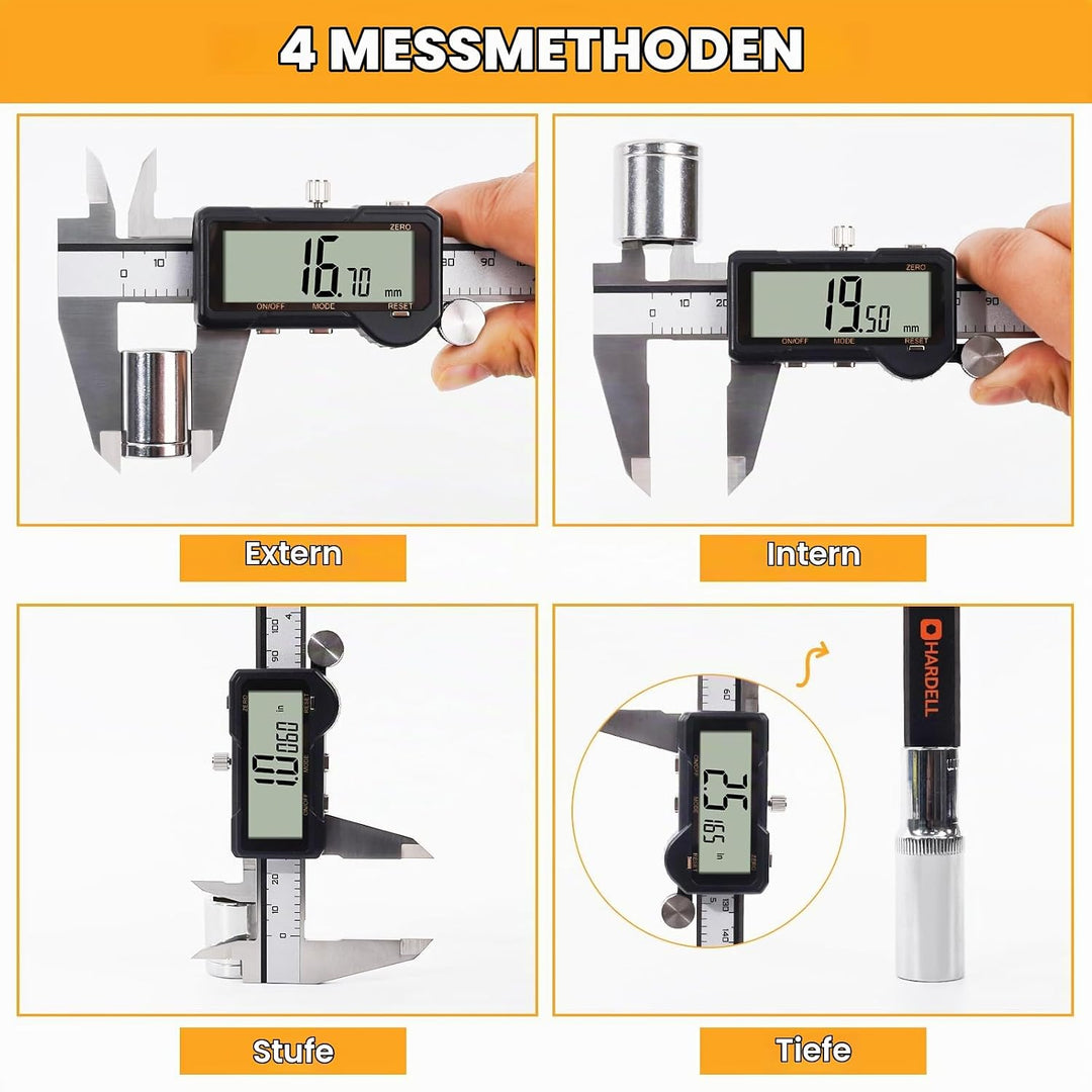 HARDELL Digital Caliper, Rechargeable Digital Caliper 6 inch with Reset Setting, Caliper Measuring T