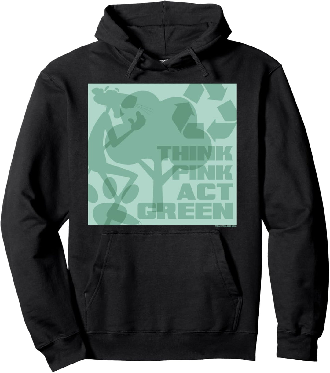 The Pink Panther Think Pink Act Green Silhouettes Pullover Hoodie