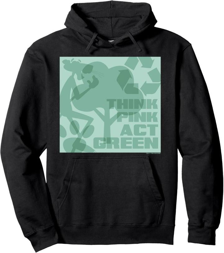 The Pink Panther Think Pink Act Green Silhouettes Pullover Hoodie
