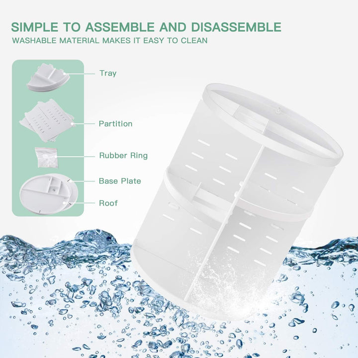 seinlife Um 360 Grad drehbarer Make-up-Organizer, verstellbarer Drehhalter, faltbare Kosmetik-Aufbew