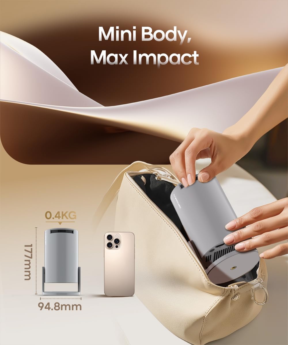 Mini Beamer 4K Unterstützt Android 11, Smart Projector 5G WiFi 6 BT 5.4, Mini Projektor Full HD 1080