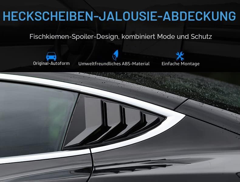 KUNGKIC Rear Side Window Louvers,Air Vent Scoop Louvers for Tesla Model 3 2017-2024,Window Scoop Lou