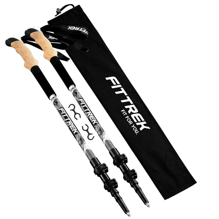 FitTrek Wanderstöcke Kork - Walking Stöcke - Trekkingstöcke Teleskop - Nordic Walking Stock Verstell