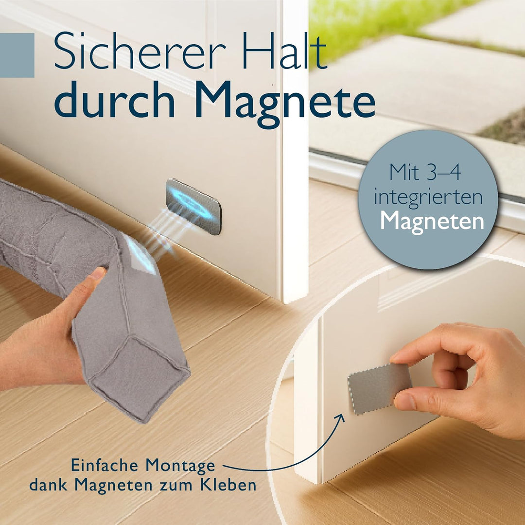 Beautissu 2er Set Magnetischer Zugluftstopper für Türen 90cm – Wärmeschutz & Kälteschutz Türluftstop