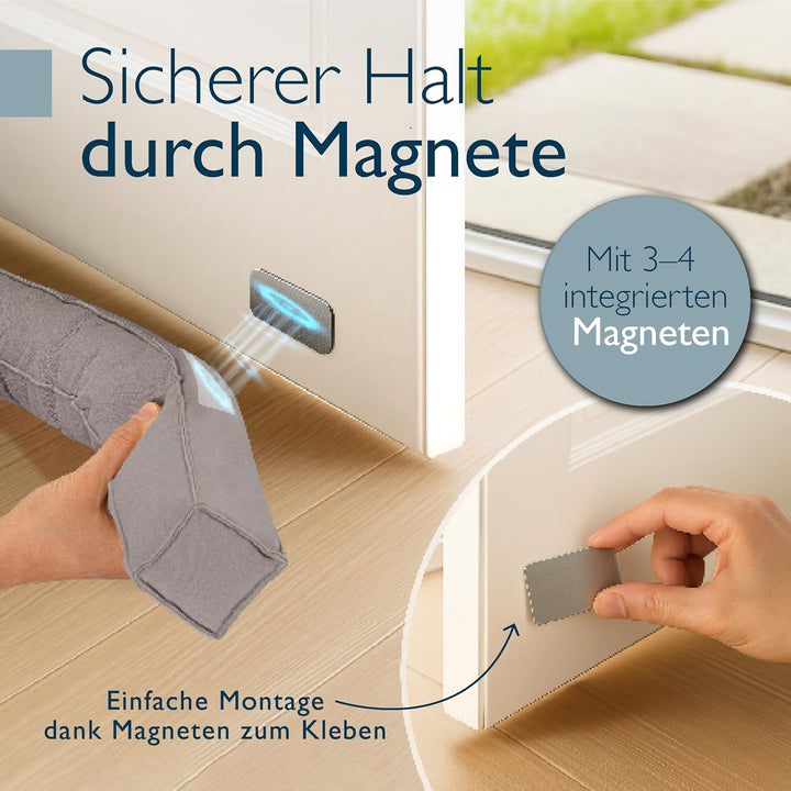 Beautissu 2er Set Magnetischer Zugluftstopper für Türen 90cm – Wärmeschutz & Kälteschutz Türluftstop