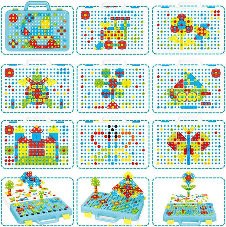 252 PCS Mosaik Steckspiel Schraube Spielzeug 3D Puzzle Mosaik Schrauben Set mit Elektronischem Bohre