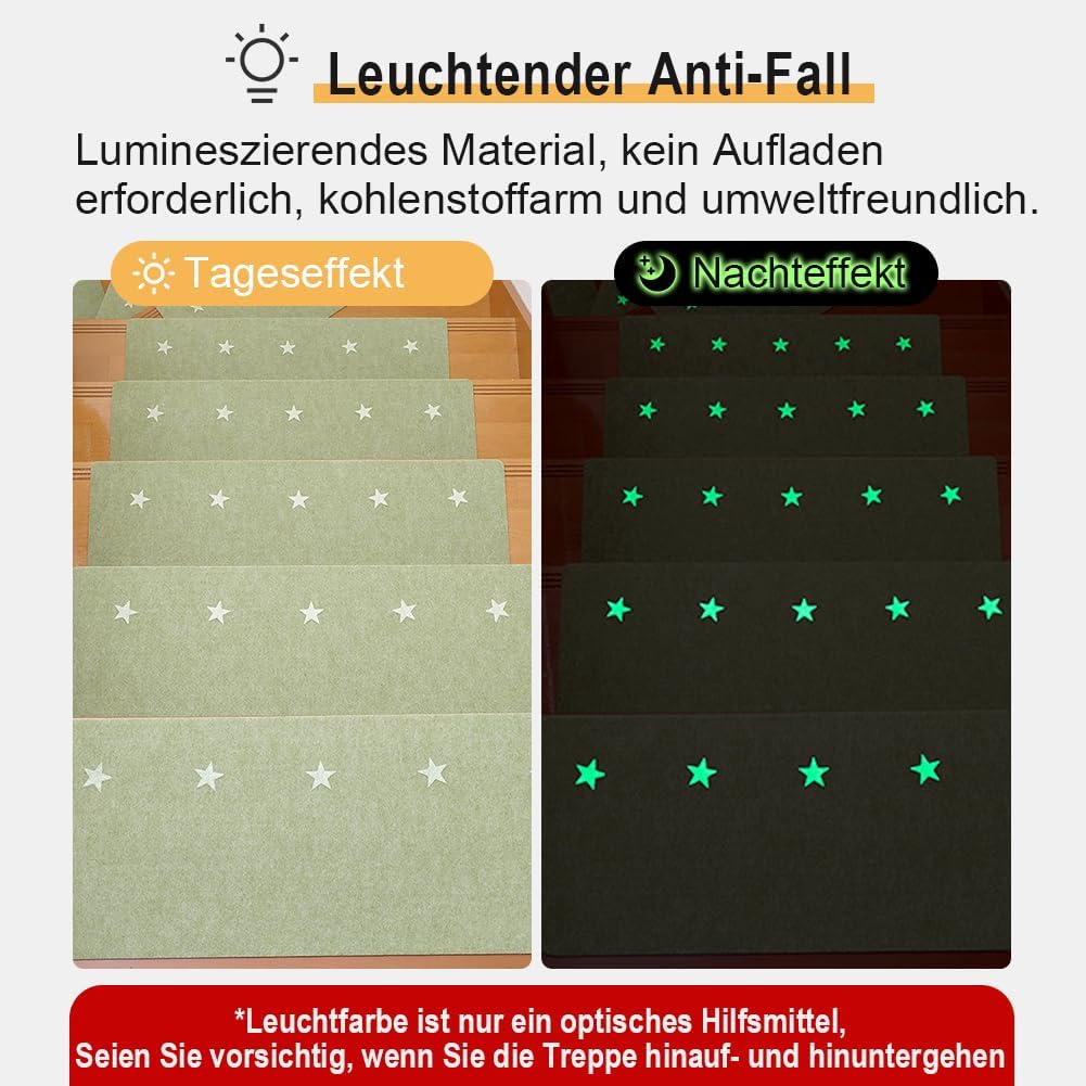 FuKuEn Innen Leuchtend Stufenmatten Zuschneidbar Rutschmatte Treppenstufen Waschbar Vacuum Tech Selb
