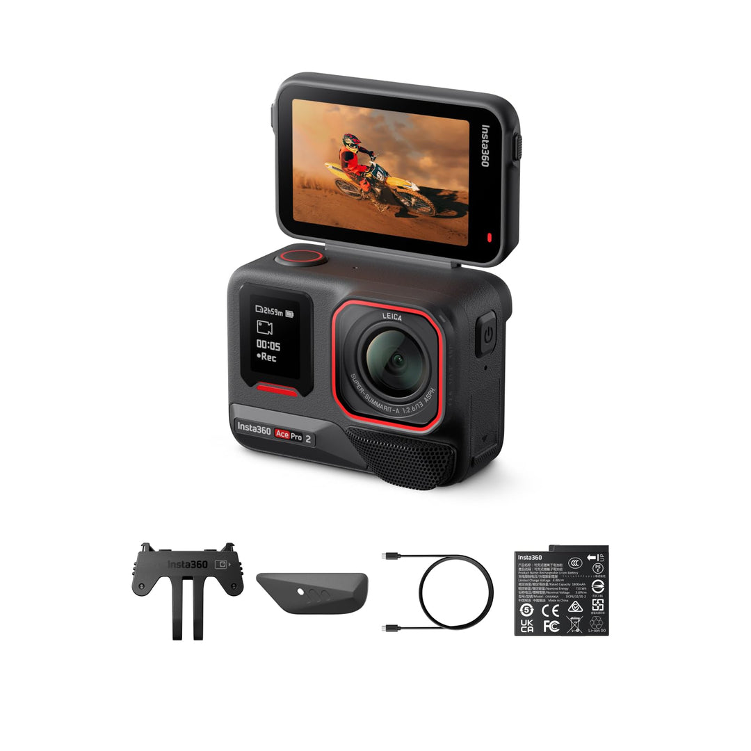 Insta360 Ace Pro 2 Standard-Bundle - 8K wasserdichte Actionkamera mit Leica entwickelt, 1/1,3" Senso