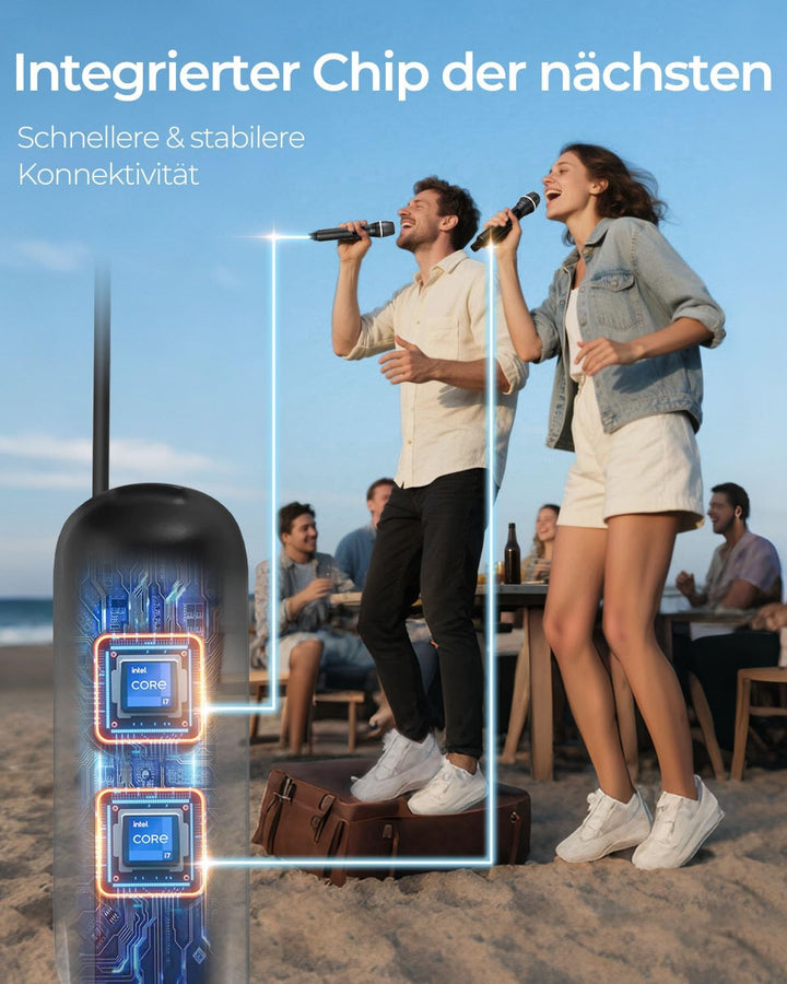 ALPOWL Kabelloses Mikrofon,Handheld-Drahtlosmikrofon-Set,Drahtloses Dual-Mikrofonsystem mit Empfänge