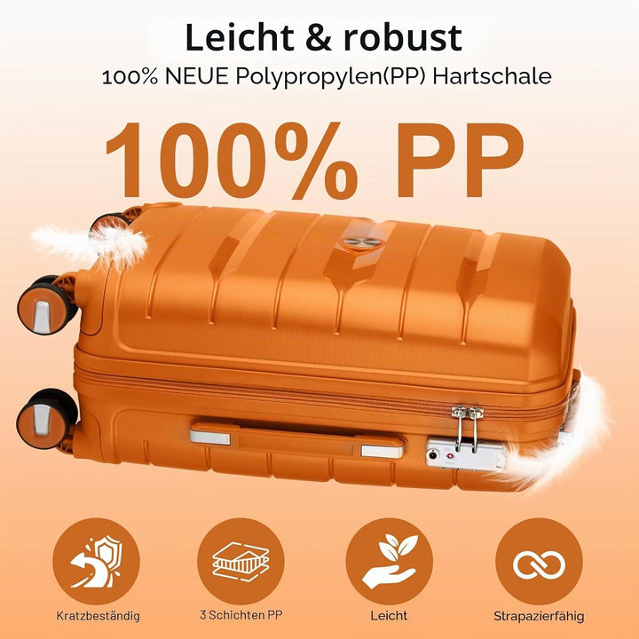 Sea choice Hartschalen Koffer Trolley Erweiterbar Kabinen Handgepäck 100% PP Leicht Reisekoffer mit