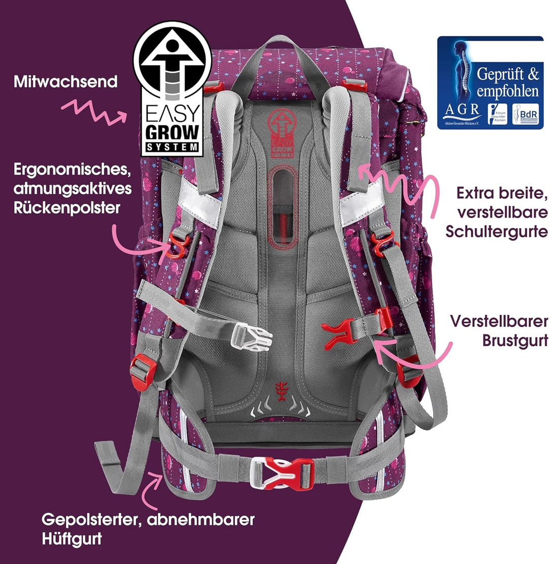 Step by Step Giant Schulranzen-Set, 5-teilig, ergonomischer Tornister mit Reflektoren, höhenverstell