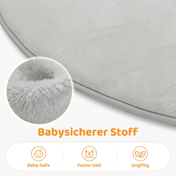 BYBYME 3cm Dicke Faltbare Krabbelmatte Baby, Ø120cm Spielmatte mit Rutschfester Unterseite, Weiche B