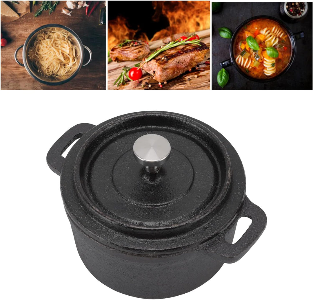 Verdickter, ergonomischer Griff, isolierter Gusseisen-Kochtopf mit Deckel, Dutch Oven, doppelte Kera