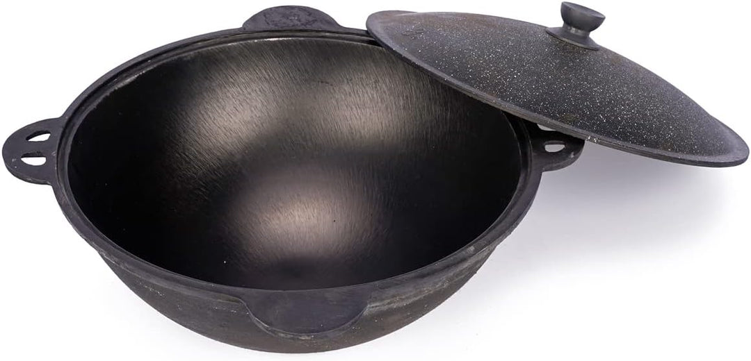 Kazan Topf aus Gusseisen mit Deckel, für Utschak geeignet, Outdoorküche Gulasch Kanone Kasan 10 Lite