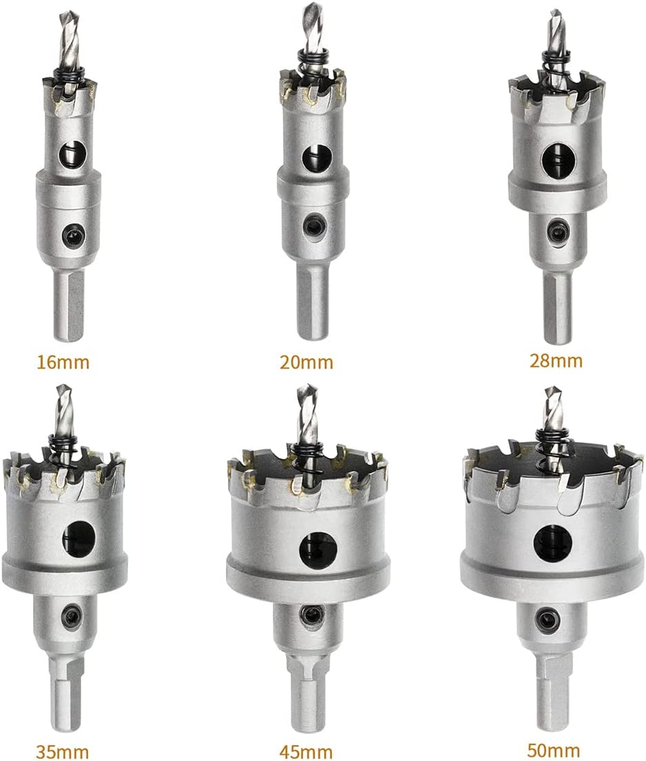 Meccion Lochsäge Hartmetall-Bohrer, Hochwertiger TCT Metall Lochsäge Bohrer für Edelstahl, Eisen, Le