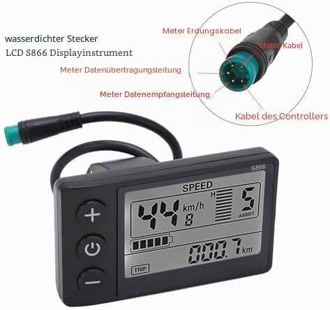 Elektrofahrrad LCD Display Meter S866 24V 36V Bedienfeld mit Wasserdichtem Stecker für