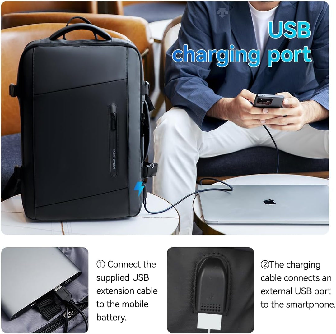MARK RYDEN Erweiterbarer 25L-40L Rucksack,17-Zoll Business Rucksack Herren, Laptop-Tasche mit USB-La