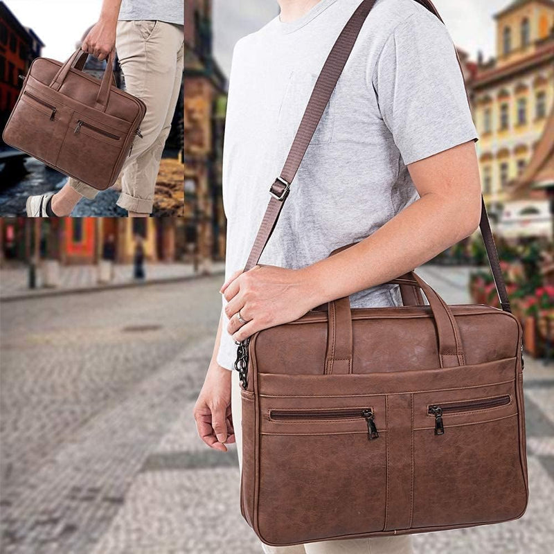 seyfocnia Laptoptasche aus Leder für Herren, 15,6 Zoll 17,3 Zoll Messenger, Aktentasche, Business-Ta