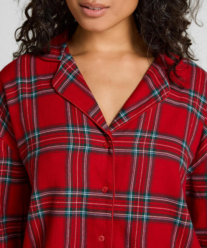 Hunkemöller Pyjamatop aus Flanell XS Savvy Red, XS Savvy Red