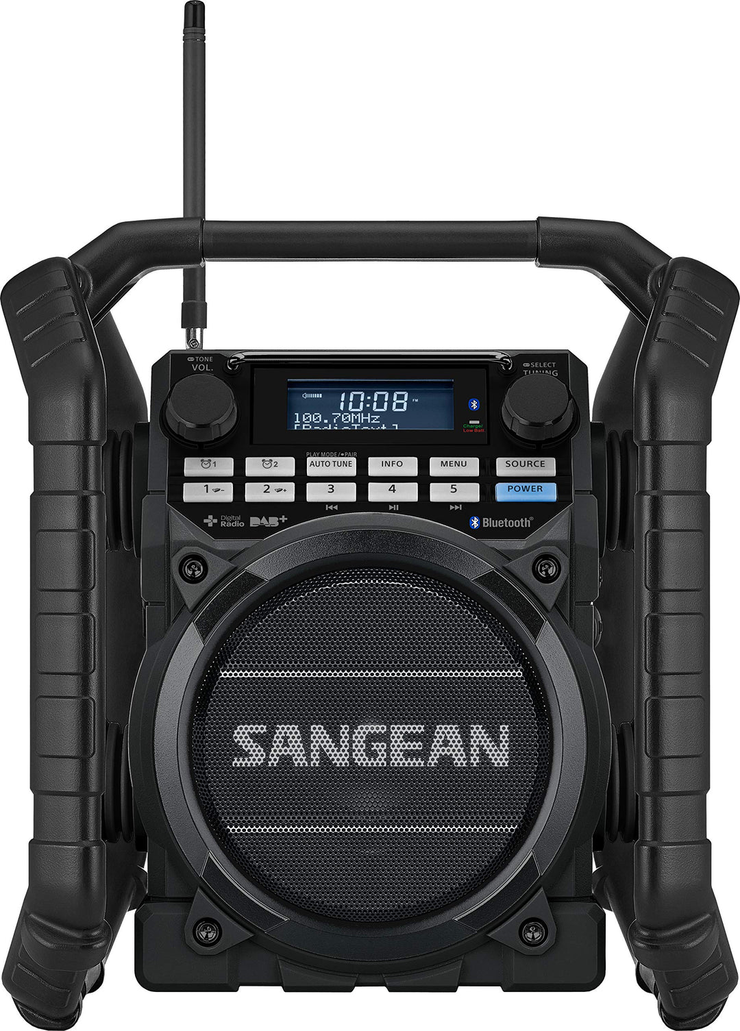 Sangean U4 DBT+ tragbares DAB+ Baustellenradio (UKW-Tuner, Bluetooth, NFC, AUX-In, Strahlwasser und