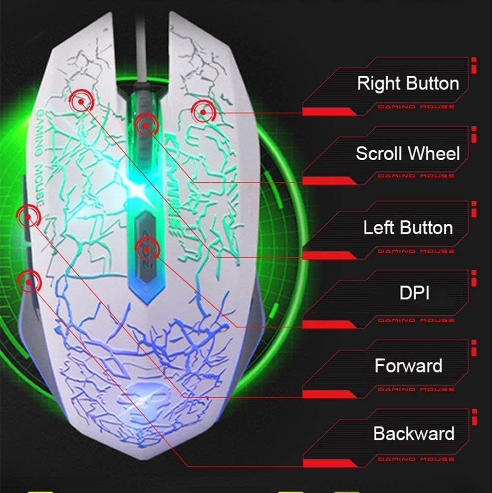 UK-Layout 4-in-1 Gaming-Tastatur und Maus-Set, Regenbogen-Hintergrundbeleuchtung, USB Gaming-Tastatu