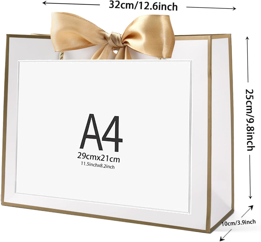 Geschenktüte mit Schleife,Geschenktüte Weiss,Geschenktaschen für Geburtstag, Hochzeit, Festivalfeier