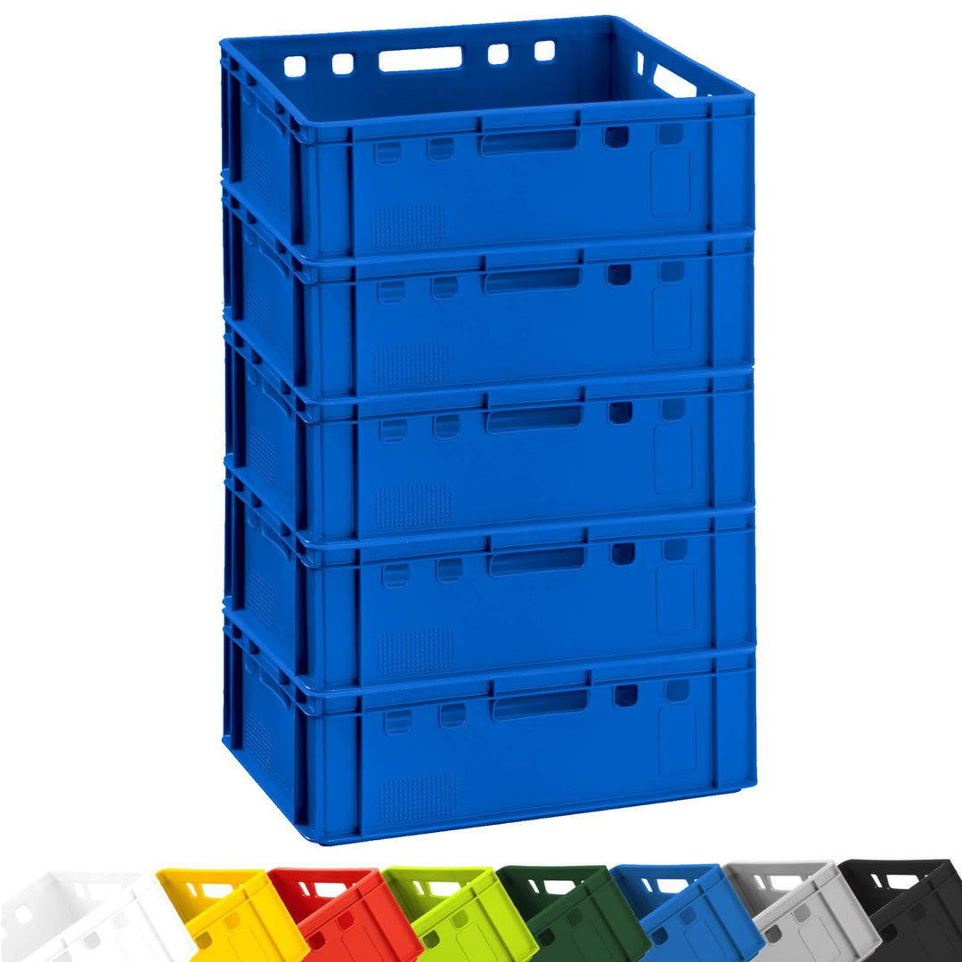 BURI 5x Fleischkiste E2 Metzgerkiste 60x40x20cm lebensmittelecht, robust, stapelbar - Universal Lage