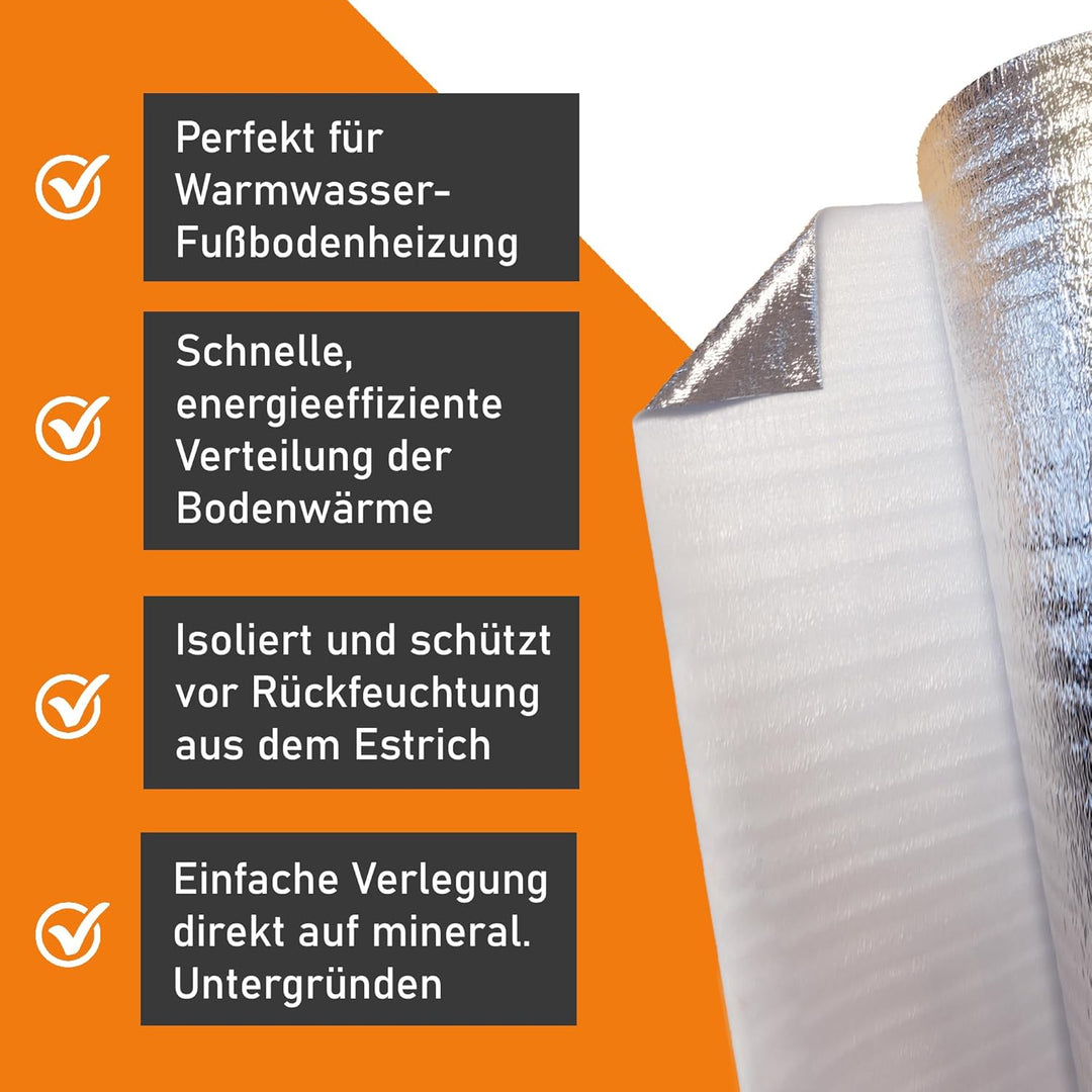 United Foam Industries GmbH Laminat und Parkett Trittschalldämmung uficell ALU PE-Schaum für Laminat