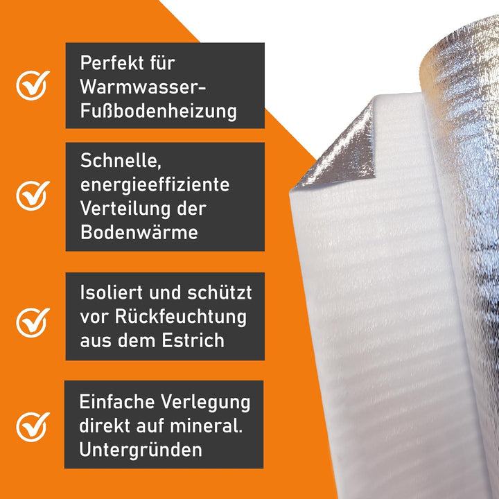 United Foam Industries GmbH Laminat und Parkett Trittschalldämmung uficell ALU PE-Schaum für Laminat