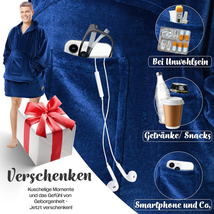 KESSER® Hoodie Decke Kuscheldecke mit Ärmeln Deckenpullover Vielseitig Tragbare Decke zum Anziehen f