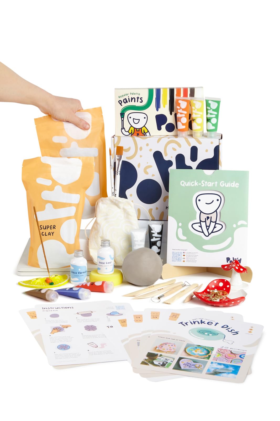 Pott'd Ton Töpferset für Anfänger für zuhause - Lufttrocknend. DIY Set für Erwachsene. Enthält: Luft