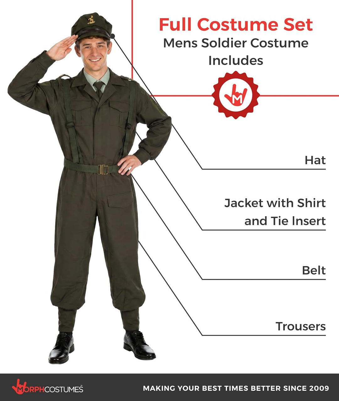 Fun Shack Militär Kostüm Herren, Militär Uniform Herren, Militär Anzug Herren, Kostüm Herren Army, S