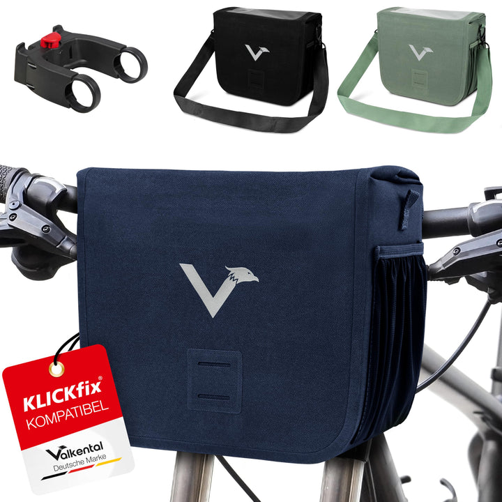 Valkental® x KLICKfix® - wasserdichte Lenkertasche | 7L Volumen | Robuste Fahrradtasche Lenker mit M