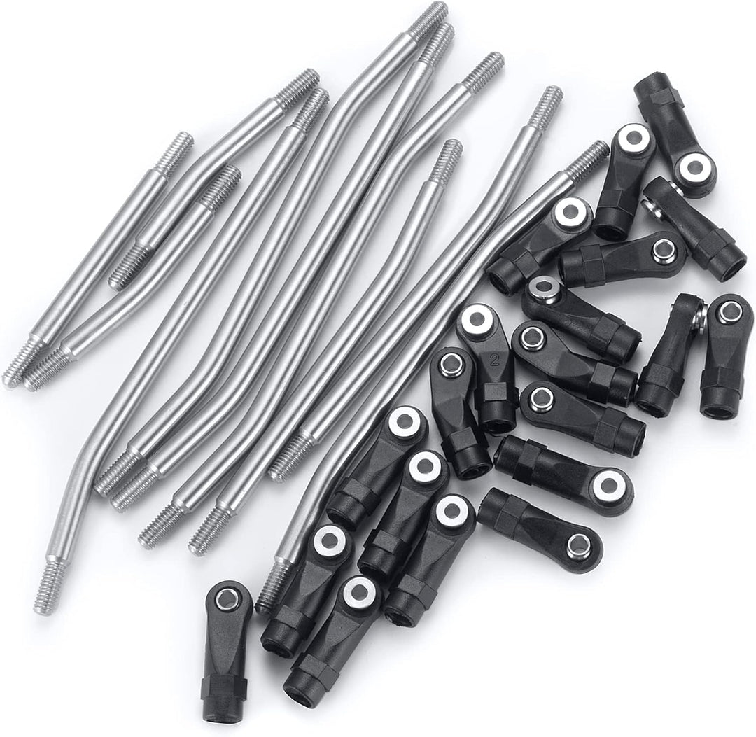 AXspeed 10Stück 324mm Radstand Link Rod Linkage Rostfreier Stahl Suspension Links Set mit Tie Rod En