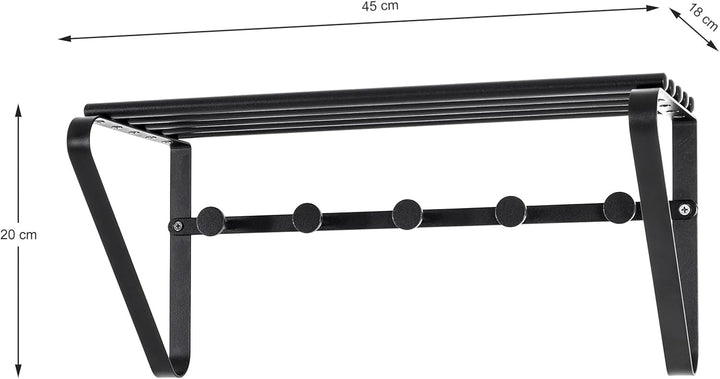 HAKU Möbel Wandgarderobe, Metall, schwarz, B 45 x T 18 x H 20 cm, Schwarz