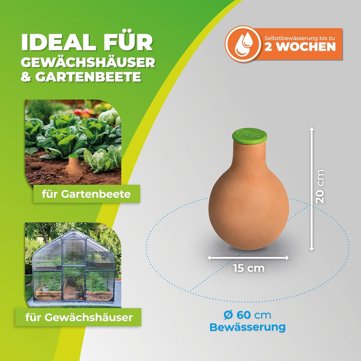 Bewässerungssystem/Olla „Hydromax S“ aus Ton | selbstregulierend | wurzelnahe Bewässerung | ideal fü
