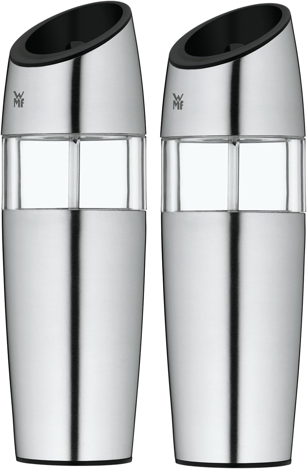WMF Elektrische Kippmühle Set 2-teilig, 20 cm, Salz und Pfeffermühle elektrisch, unbefüllt Cromargan