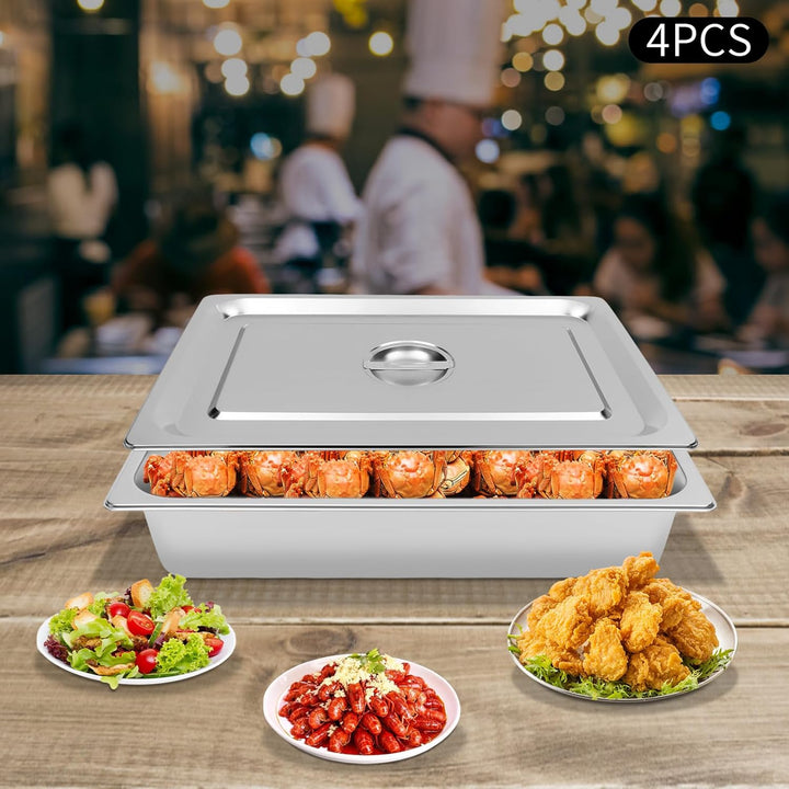 4 Stück Behälter Edelstahl Gastronormbehälter Frischhaltedose Chafing Dish Tief Stapelbar Stapelbare