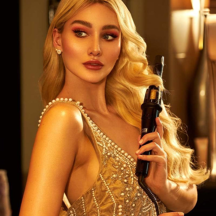 KU2 Cosmetics Lockenstab Automatisch – Curling Iron mit 5 Greif­fingern für grosse Locken, Keramikbe