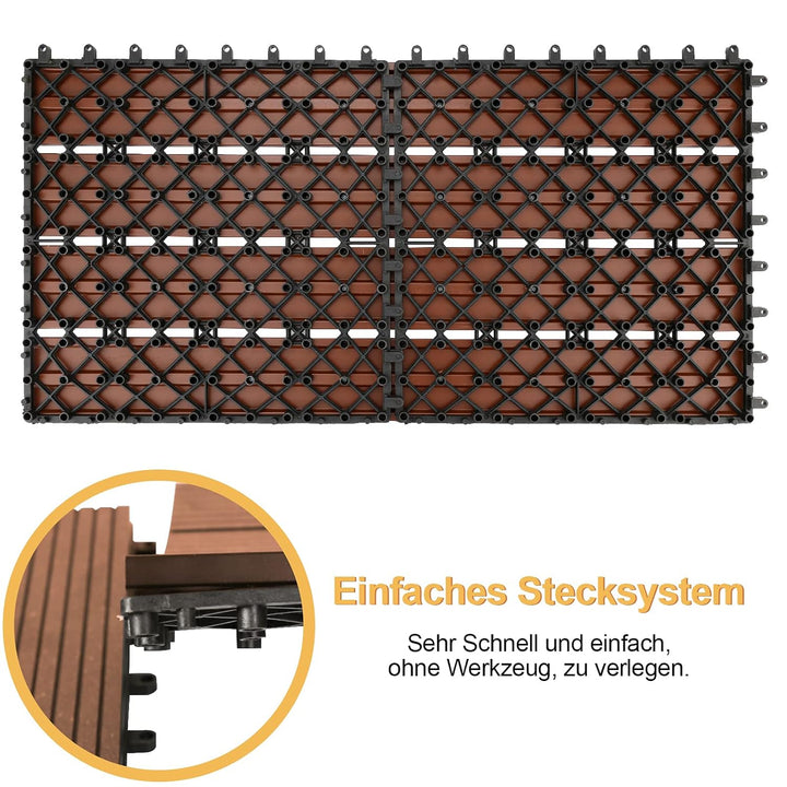 Gimisgu Terrassenfliesen WPC Fliesen, 30x60 cm Holzoptik Klickfliesen Balkonfliesen Klicksystem Terr