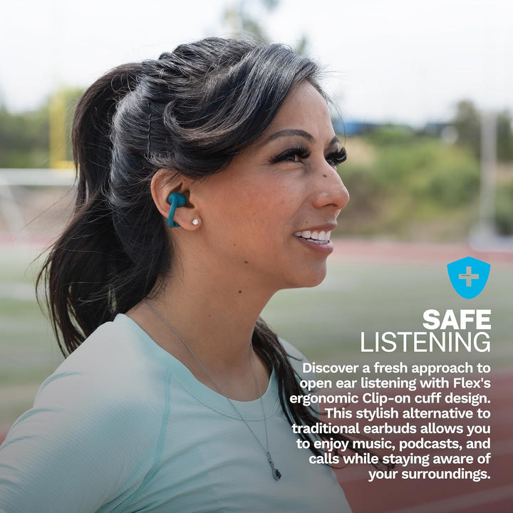 JLab Flex Open Ear Kopfhörer - Open Ear Earbuds, Manschetten-Design Clip-On-Kopfhörer, 21 Stunden Ak