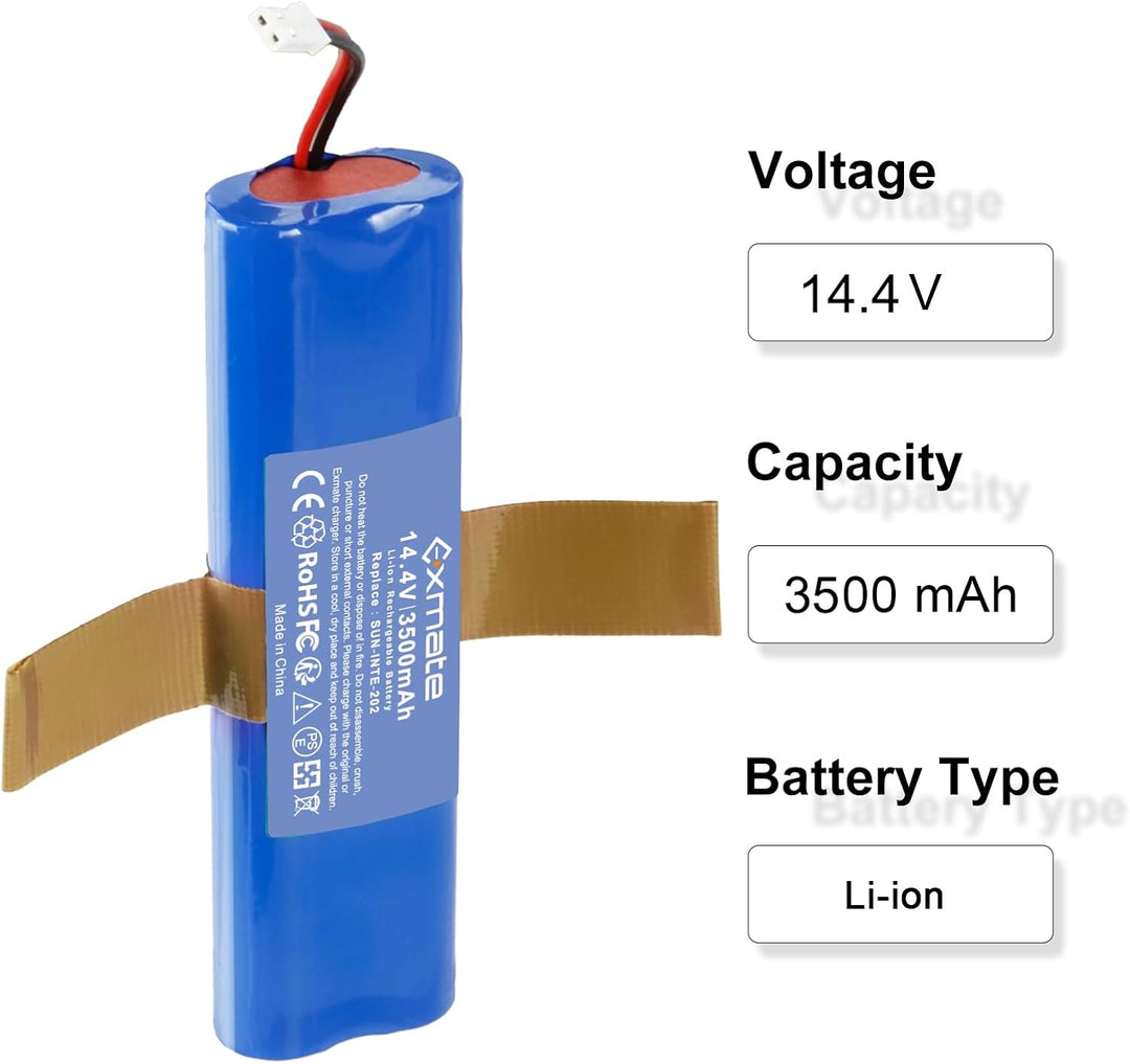Exmate 14.4V 3500mAh Li-ion akku,Ersatzakku für iLife Zaco V3s Pro,V5s Pro,V8s,V50,X750,Medion MD 18