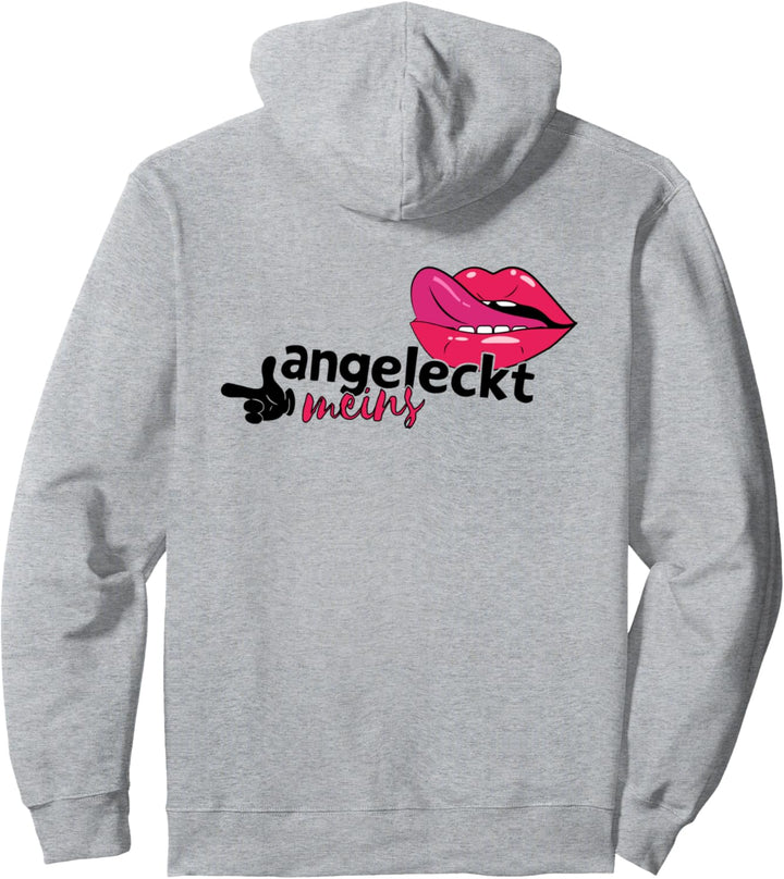 Partnerlook Pärchen Mund mit Zunge Angeleckt Meins Pullover Hoodie
