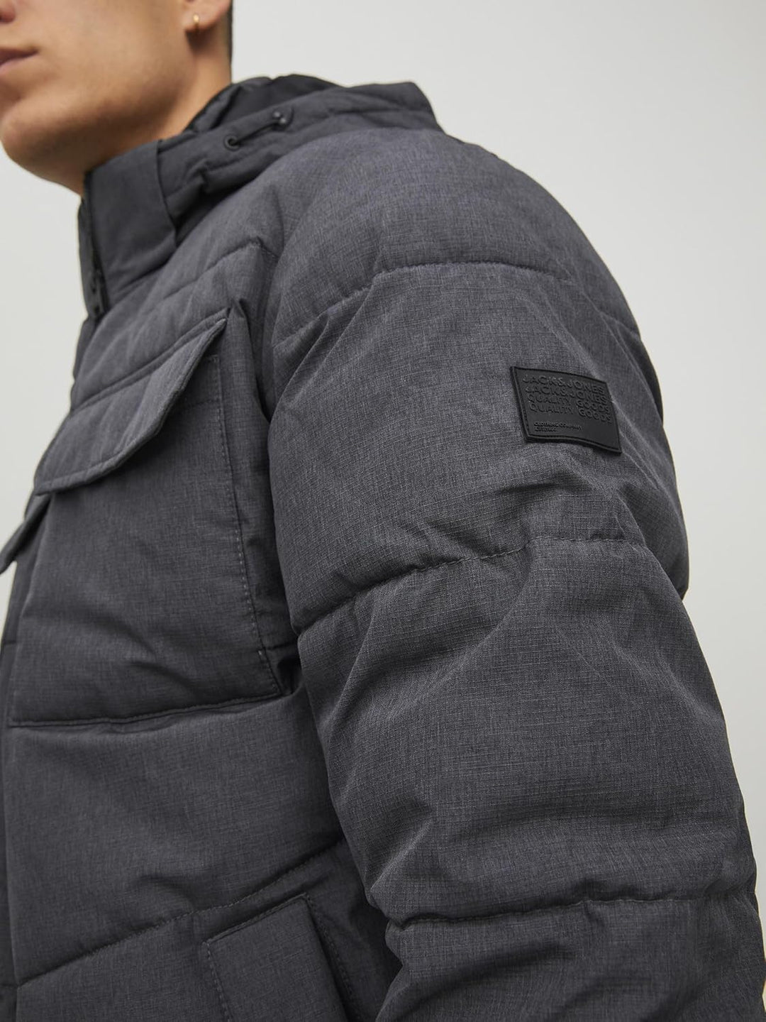 JACK & JONES Brady Puffer Coat M Dark Grey Melange, M Dark Grey Melange