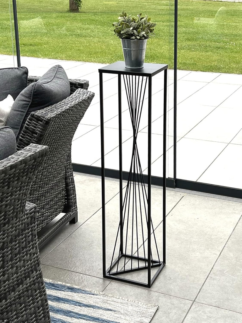 DanDiBo Blumenhocker Metall Schwarz Eckig 70-100 cm Blumenständer Beistelltisch Blumensäule Design M