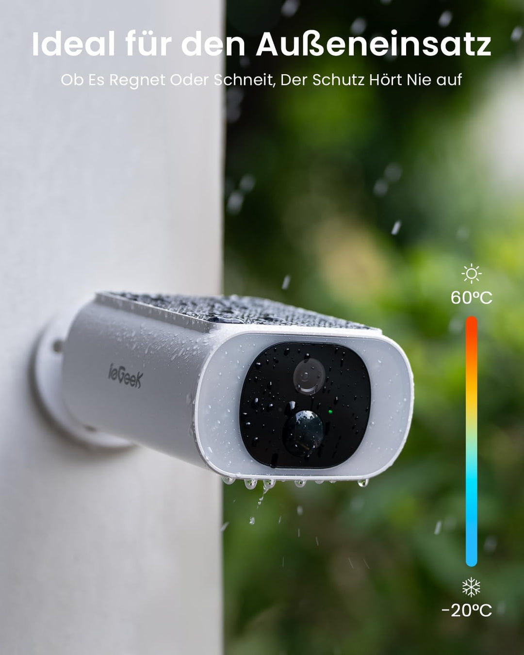ieGeek 2K Überwachungskamera Aussen Akku, 2.4Ghz überwachungskamera Aussen Solar mit Built-In Solarp