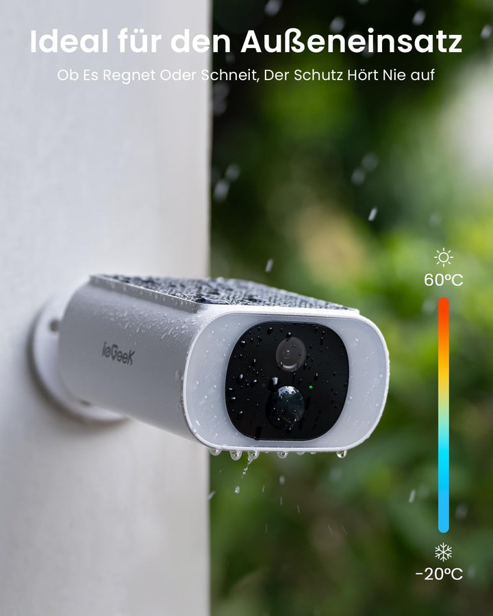 ieGeek 2K Überwachungskamera Aussen Akku, 2.4Ghz überwachungskamera Aussen Solar mit Built-In Solarp