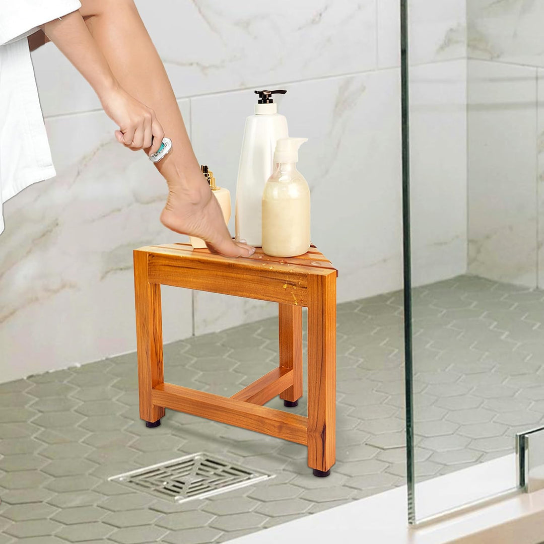 Duschhocker aus Teakholz, moderne Holz-Duschhocker fürs Badezimmer, ideal zum Rasieren der Beine Sma