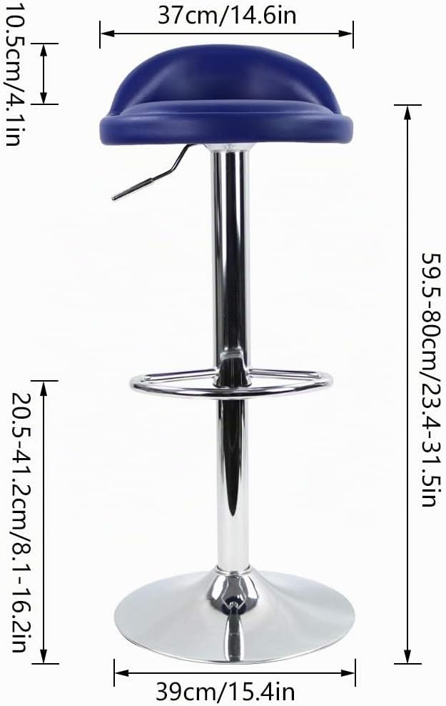 KKTONER Barhocker Tresenhocker höhenverstellbar 60-80cm mit Fussstütze PU Leder Blau, Blau
