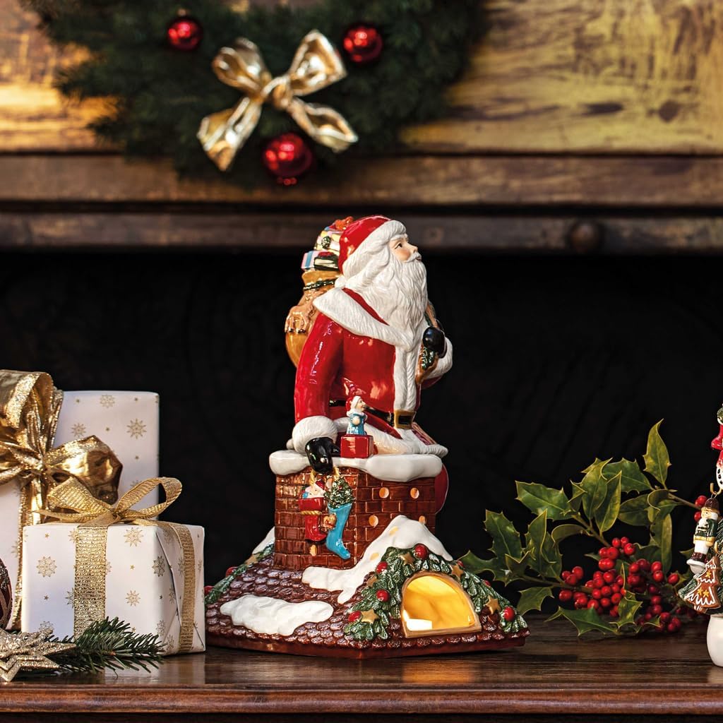 Villeroy und Boch Christmas Toys Memory Santa auf Dach, dekorative Weihnachtsmann-Figur aus Hartporz